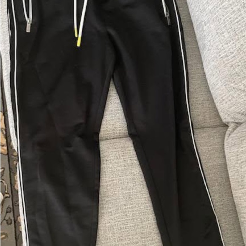 Psycho bunny Black Track Pants with White Stripes Xl